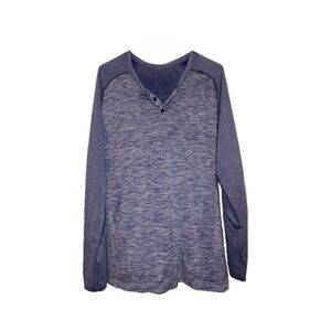 Lululemon Metal Vent Tech Long Sleeve Henley in Heathered Blue - Extra Large
